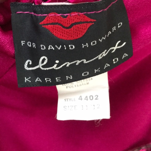 COPY - Vintage fuschia Climax dress, sequins, back drape - Picture 4 of 8